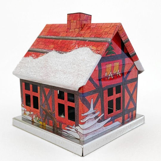 Red Half-Timbered Winter House Incense Smoker ~ Germany